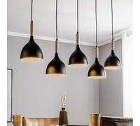 Luminex Lampada a sospensione Nanu con legno lungo 5 luci nero 1877