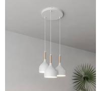 Luminex Lampada a sospensione Noak 3 luci rotonda bianco/legno naturale Luminex