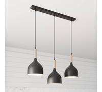 Luminex Lampada a sospensione Noak a 3 luci lunga nero/legno naturale Luminex