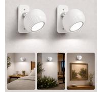 LuminexDesigns Lampada da Parete LED Ricaricabile Senza Fili AURI CX02 | Touch dimmerabile, magnetica, orientabile 360 gradi, applique senza fili per lettura, camera da letto, soggiorno e quadri