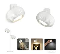 LuminexDesigns Lampada da Tavolo LED Senza Fil Touch Dimmerabile - Lampada da Comodino Moderna Bianca, Ricaricabile USB, 2 Teste con Base Magnetica, Orientabile a 360° per Camera da Letto e Ufficio