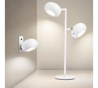 LuminexDesigns Lampada da Tavolo LED Senza Fil Touch Dimmerabile - Lampada da Comodino Moderna Bianca, Ricaricabile USB, 2 Teste con Base Magnetica, Orientabile a 360° per Camera da Letto e Ufficio