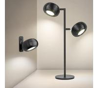 LuminexDesigns Lampada da Tavolo LED Senza Fili Touch Dimmerabile - Lampada Ricaricabile USB con Batteria, Design Industriale Nero, Teste Magnetiche Orientabili per Soggiorno, Camera, Tavolo da Pranzo