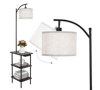 LuminexDesigns Lampada da terra con scaffale a 3 livelli, porte di ricarica USB e Tipo-C per soggiorno, camera da letto e ufficio, senza lampadina, marrone