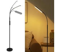 LuminexDesigns Lampada da terra LED nera dimmerabile, lampada da lettura con telecomando, design moderno per camera, soggiorno e ufficio