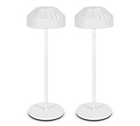 LuminexDesigns Lámpara de Mesa LED Recargable Pack de 2 TL16 VIOA | Compacta 25cm sin cable para recibidores, tocadores, mesillas, cafeterías y pastelerías, IP54, 2600 mAh, Blanca