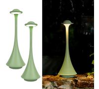 LuminexDesigns Set 2 Lampade da Tavolo LED Senza Fili Verdi - Touch Dimmerabile, Ricaricabili, Design Moderno Elegante e Minimalista in Metallo, per Camera, Soggiorno, Giardino, Cena e Uso Esterno