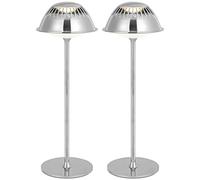 LuminexDesigns Set da 2 Lampada LED da Tavolo Senza Fili - Ricaricabile Lampada da Comodino Touch Dimmerabile, Moderna Design Elegante in Metallo Argentato, per Camera da Letto, Soggiorno, Studio