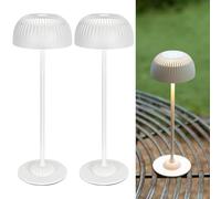 LuminexDesigns Set di 2 Lampade da Comodino Touch Senza Fili, Lampade da Tavolo LED Dimmerabili Ricaricabili 5200mAh, 3 Modalità di Luce, IP54, Luce Accogliente per Camera da Letto e Casa, Bianco