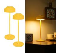 LuminexDesignsSet 2 Lampade da Tavolo LED Senza Fili Ricaricabili, Touch Dimmerabili con 3 Temperature di Colore e Memoria, Mini Lampade Comodino in Metallo Pesante per Camera, Terrazza e Giardino