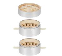 Luminexia Vaporiera Bamboo 3 Livelli con Coperchio,Cestello per la Cottura a Vapore in bambù,Pentola per Cottura a Vapore in Acciaio Inossidabile,per la Cottura di Dim Sum e Cottura a Vapore,3 Stili