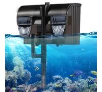LUMINFLY Filtro per acquario con ossigeno da 158 Gph con skimmer superficiale, filtro a doppia cascata da appendere con 2 spugne filtranti e 2 piastre filtranti a carbone attivo, filtro di