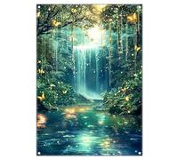 Luminora 1,5 x 2,1 m Primavera Foresta Incantata Sfondo Cascata Flusso Farfalla Paese delle Meraviglie Backgound Bambini Compleanno Baby Shower Party Decorazione Photo Booth Puntelli