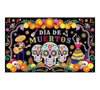 Luminora 1,8 x 1,1m Sfondo per il Día De Muertos, scheletri danzanti, teschi di zucchero, sfondo per la festa messicana, decorazioni per il festival del Giorno dei Morti, striscioni fotografici