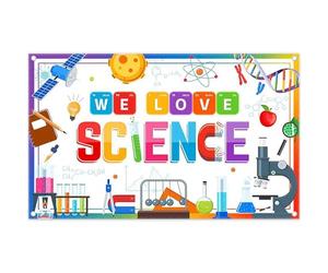 Luminora 1,8x1,1m Sfondo a tema scientifico, chimica matematica geometria fisica, corsi di insegnamento online, decorazioni per feste scolastiche, bandiera fotografica per ricerche scolastiche