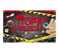 Luminora 1,8x1,1m Sfondo a tema Top Secret Detective Risoluzione del mistero Lente d'ingrandimento Cordone Sfondo con impronte di mani Bambini Adulti Decorazioni per feste Banner fotografico Puntelli