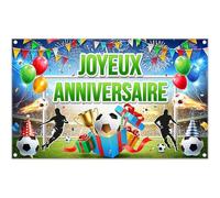 Luminora 1,8x1,1m Sfondo Buon Compleanno a tema Calcio Campo da Gioco Stadio Palloncini Colorati Decorazione Foto per Bambini Accessori per Banner Sportivi
