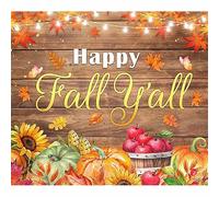 Luminora 1 pezzo 2,4x2,1 m "Happy Fall Y'all" Country Fienile in legno per porta garage, striscione, foglie d'acero, zucca, raccolto, famiglia, ringraziamento, sfondo, forniture per feste all'aperto