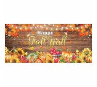 Luminora 1 pezzo 4,9x2,1 m "Happy Fall Y'all" Country Fienile in legno per porta garage, striscione, foglie d'acero, zucca, raccolto, famiglia, ringraziamento, sfondo, forniture per feste all'aperto