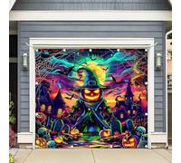 Luminora 1 pz 2,4 x 2,1 m Halloween zucca magica grande mago garage porta banner decorazione colorato bagliore nel buio casa infestata copertura all'aperto forniture per feste