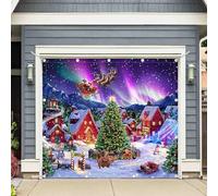 Luminora 1 pz 2,4 x 2,1 m Inverno Polo Nord Natale Città Garage Porta Banner Decor Elfo Casa di Babbo Natale Aurora Polaris Fairy Town Copertura Outdoor Party Forniture