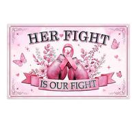 Luminora 182,9 x 109,2 cm Her Fight is Our Fight Sfondo rosa nastro guantoni da boxe fiori sensibilizzazione cancro al seno mese sfondo donne salute decorazione foto banner puntelli