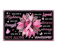 Luminora 182,9 x 109,2 cm nero rosa nastro consapevolezza cancro al seno mese sfondo incoraggiamento slogan fiori sfondo donne salute potere Decor Photo Banner puntelli