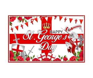 Luminora 182,9 x 109,2 cm Sfondo per il giorno di San Giorgio in stoffa rossa e bianca croce rose bandiere cavaliere sfondo Inghilterra festa nazionale decorazione foto banner puntelli