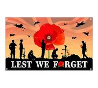 Luminora 183 x 109,2 cm sfondo per festa della memoria Lest We Forget Red Poppy Flower sfondo Remember Heroes Veterans Memorial Day Party Decoration Photo Banner Puntelli