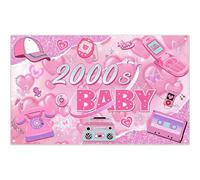 Luminora 183 x 109,2 cm, sfondo rosa Y2K primi anni 2000, per feste retrò con scritta "I love 00's single" donne ragazze bambini moda sfondo decorazione compleanno foto banner puntelli