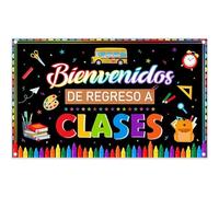 Luminora 183 x 109 cm Bienvenidos De Regreso A Clases Sfondo Scuola Bus Libri Pastelli Colorati Sfondo Ritorno a Scuola Studente Decor Photo Banner Puntelli