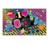 Luminora 183 x 109 cm I Love 80's Retro Photography Sfondo Back to the 80's Disco Hip Hop Graffiti Sfondo Rock Party Decorazioni Banner Photo Booth