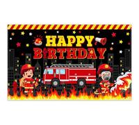 Luminora 183 x 109 cm Pompiere Happy Birthday sfondo pompiere camion dei pompieri sfondo bambini ragazzi ragazze decorazioni festa di compleanno studio fotografico puntelli cabina