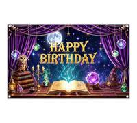 Luminora 183 x 109 cm tema Halloween Happy Birthday gufo libro di incantesimi sfondo