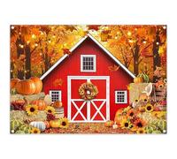 Luminora 2,1 x 1,5 m autunno acero foresta rossa fattoria fienile sfondo arancione autunno zucca pagliaio girasole illuminazione calda backgound raccolta decorazione foto banner puntelli