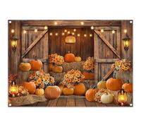 Luminora 2,1 x 1,5 m Autunno paese fienile legno porta sfondo arancione zucca fiori fieno sfondo raccolta famiglia ringraziamento dare decorazione foto banner attrezzi