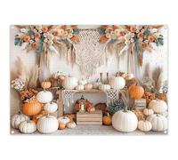 Luminora 2,1 x 1,5 m Autunno Stile Boemia Bianco Muro Sfondo Zucca Reed Fiori Sfondo Raccolto Famiglia Ringraziamento Dare Bambini Compleanno Decor Photo Banner Puntelli