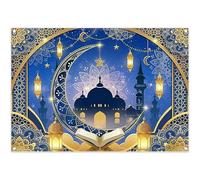 Luminora 2,1 x 1,5 m blu oro Ramadan sfondo luna islamica moschea lanterna Eid al-Fitr Mawlid sfondo famiglia vacanza festa decorazione foto banner puntelli