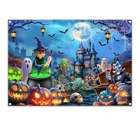 Luminora 2,1 x 1,5 m Cartoon Halloween Night Magic Witch Castle Sfondo Fantasma Zombie Skull Pozione Zucca Pipistrello Backgound Terrore Compleanno Decor Photo Banner Puntelli