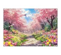 Luminora 2,1 x 1,5 m Cherry Blossom Spring Garden Sfondo rosa floreale farfalle tulipani sfondo bambini adulti baby shower decorazioni per feste foto banner puntelli