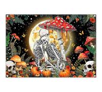 Luminora 2,1 x 1,5 m Halloween Luna Notte Foresta Sfondo Coppia Scheletro Fungo Farfalla Fiori Zucca Terrore Backgound Compleanno Decorazione Foto Banner Puntelli