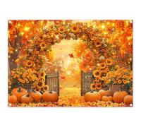Luminora 2,1 x 1,5 m Incantevole Autunno Acero Foresta Girasole Arco Sfondo Recinto Legno Zucca Sfondo Raccolto Famiglia Ringraziamento Dare Bambini Decor Photo Banner Puntelli