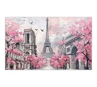 Luminora 2,1 x 1,5 m pittura a olio Parigi Torre Eiffel sfondo fotografia primavera rosa ciliegia Sakura fiori città europea strada sfondo festa decorazione Photo Booth Banner