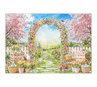 Luminora 2,1 x 1,5 m sfondo pasquale primavera coniglietto floreale arco giardino percorso sfondo uova colorate arazzo da parete decorazione festa banner decorazioni bambini adulti foto stand puntelli