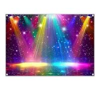 Luminora 2,1 x 1,5 m tessuto discoteca arcobaleno palcoscenico sfondo anni '70 '80 '90 vintage musica club danza sfondo rock bagliore luci al neon decorazioni per feste foto banner puntelli