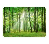 Luminora 2,1 x 1,5 m verde foresta prateria sfondo fiabesco giungla bosco luce del sole alberi campeggio sfondo bambini compleanno baby shower Decor Photo Banner puntelli