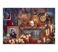 Luminora 2,1 x 1,5m Sfondo di Halloween in stile gotico, casa stregata, camino retrò, scheletro, candela, rose, sfondo del terrore, vecchio castello, decorazioni fotografiche, banner, oggetti di scena
