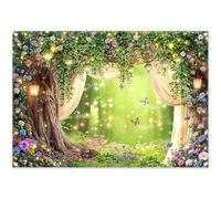Luminora 2,1x1,5m Primavera Incantato Paese delle Meraviglie Foresta Sfondo Alberi Floreale Bosco Magia Farfalle Tende Trasparenti Sfondo Bambini Adulti Decorazioni per Feste Foto Banner Puntelli