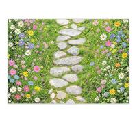 Luminora 2,1x1,5m Primavera Verde Erba Percorso Sfondo Giardino Colorato Floreale Pietra Passerella Sfondo Esterno Bambini Adulti Decorazioni per Feste Foto Banner Puntelli