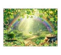 Luminora 2,1x1,5m Sfondo per la foresta di trifogli di San Patrizio, cappello verde, arcobaleno, monete d'oro, percorso, decorazione per feste, bambini, adulti, striscioni fotografici.